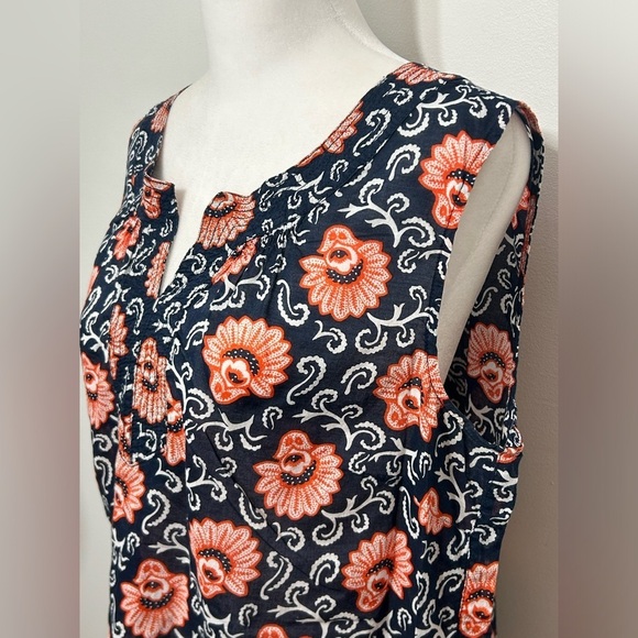 Talbots Floral Sleeveless Split Neck Blouse - Picture 2 of 7